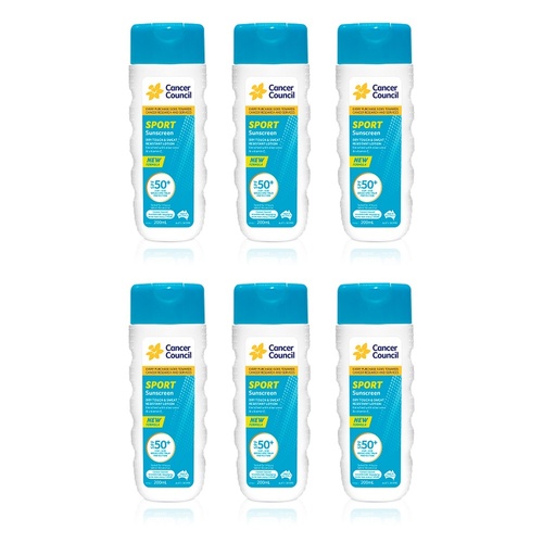 Cancer Council Sport Sunscreen Dry Touch & Sweat Resistant Lotion SPF Pack of 6