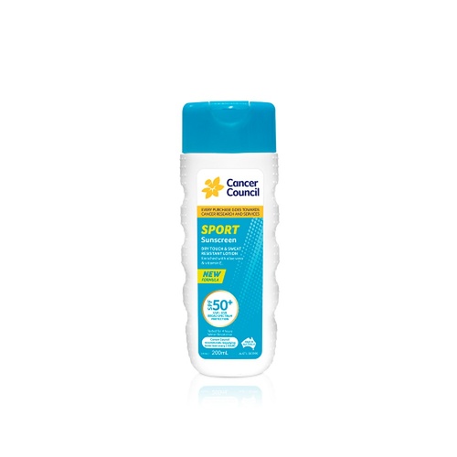 Cancer Council Sport Sunscreen Dry Touch & Sweat Resistant Lotion SPF 50+ 200mL