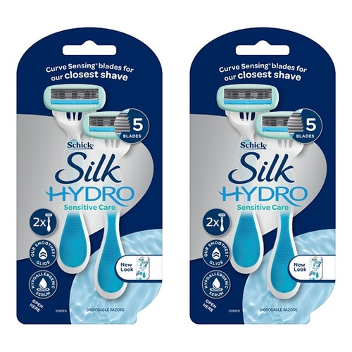 Schick Silk Hydro Sensitive Care Disposable Razors 2 Pack Bundle of 2