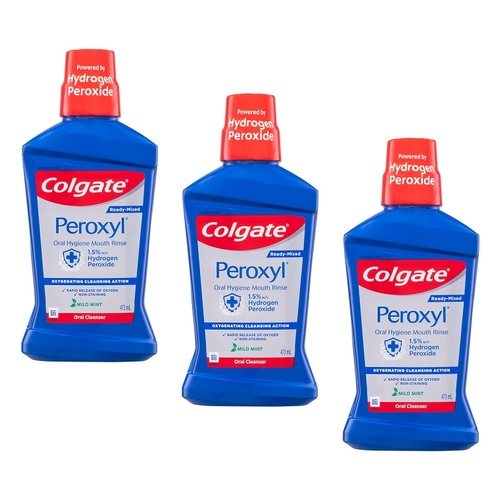 Colgate Peroxyl Oral Hygiene Mouth Rinse 473mL Pack of 3