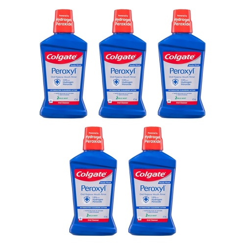 Colgate Peroxyl Oral Hygiene Mouth Rinse 473mL Pack of 5