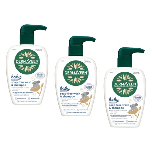 DermaVeen Baby Calmexa Soap Free Wash & Shampoo 250mL Pack of 3