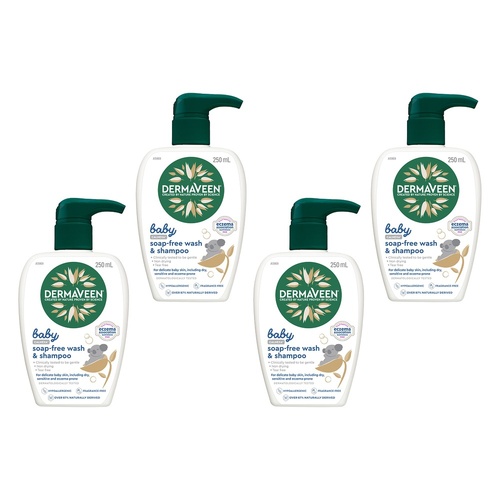 DermaVeen Baby Calmexa Soap Free Wash & Shampoo 250mL Pack of 4