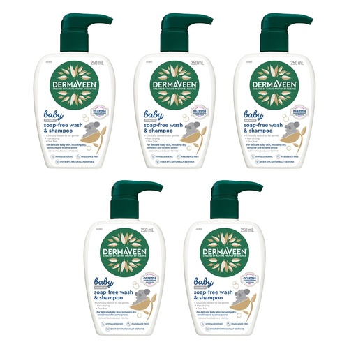 DermaVeen Baby Calmexa Soap Free Wash & Shampoo 250mL Pack of 5