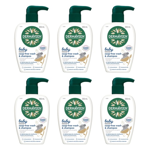DermaVeen Baby Calmexa Soap Free Wash & Shampoo 250mL Pack of 6