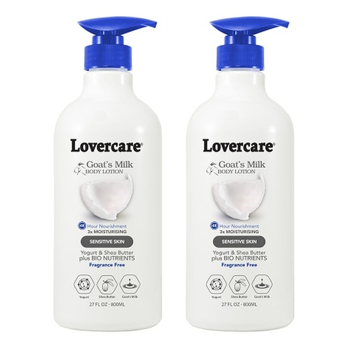 Lovercare Goat's Milk Body Lotion, Sensitive Skin, 800mL Pack of 2