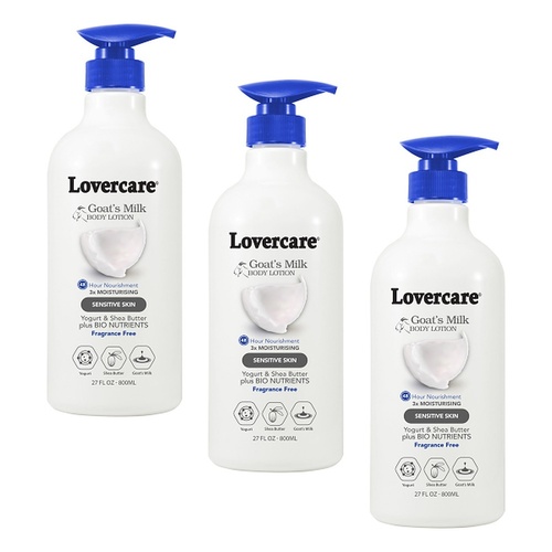 Lovercare Goat's Milk Body Lotion, Sensitive Skin, 800mL Pack of 3