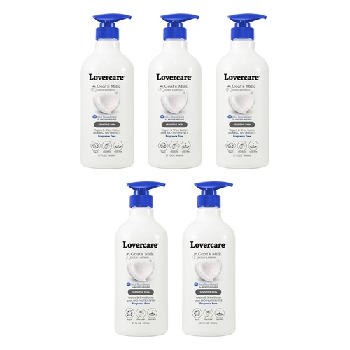 Lovercare Goat's Milk Body Lotion, Sensitive Skin, 800mL Pack of 5