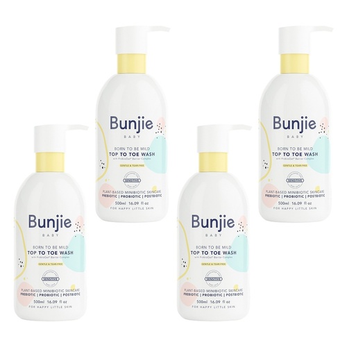 Bunjie Baby Top to Toe Wash 500mL Pack of 4