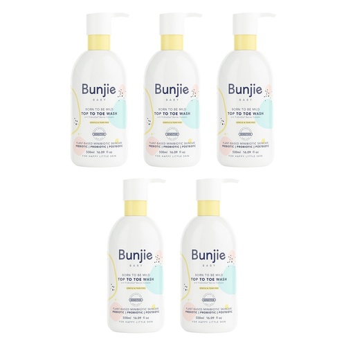 Bunjie Baby Top to Toe Wash 500mL Pack of 5