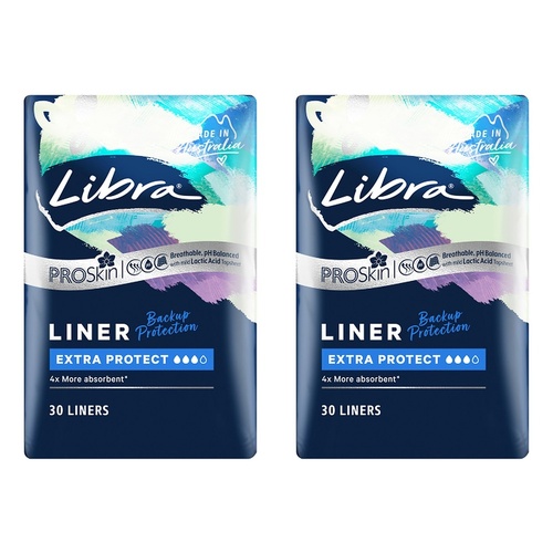 Libra Extra Protect Liners ProSkin 30 Pack x 6 Bundle of 2