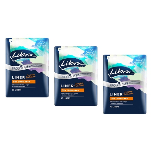 Libra Dry Long Liners ProSkin 30 Pack x 6 Bundle of 3