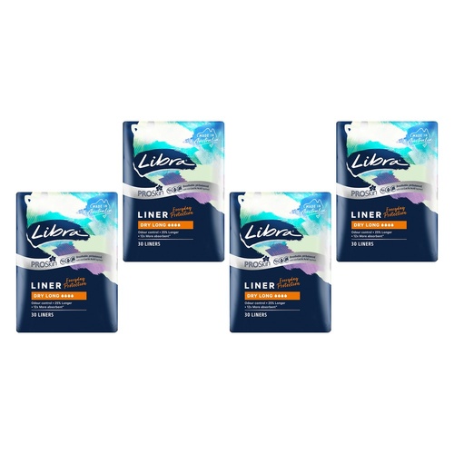 Libra Dry Long Liners ProSkin 30 Pack x 6 Bundle of 4