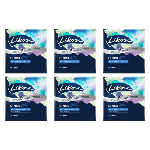 Libra Extra Protect Liners ProSkin 50 Pack x 4 Bundle of 6