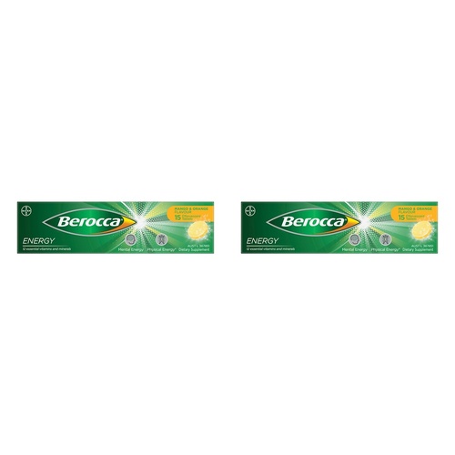 Berocca Energy Mango & Orange Flavour 15 Tablets Pack of 2