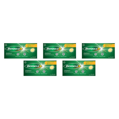 Berocca Energy Mango & Orange Flavour 30 Tablets Pack of 5