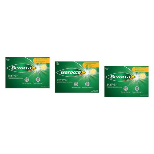 Berocca Energy Mango & Orange Flavour 45 Tablets Pack of 3