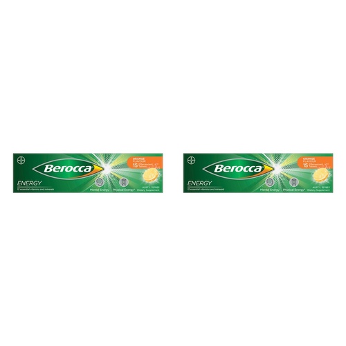 Berocca Energy Orange Flavour 15 Tablets Pack of 2