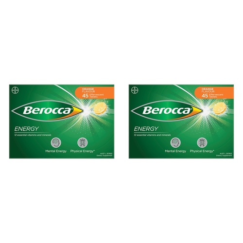 Berocca Energy Orange Flavour 45 Tablets Pack of 2