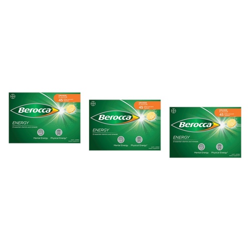 Berocca Energy Orange Flavour 45 Tablets Pack of 3