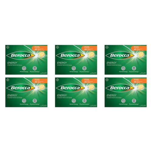 Berocca Energy Orange Flavour 45 Tablets Pack of 6