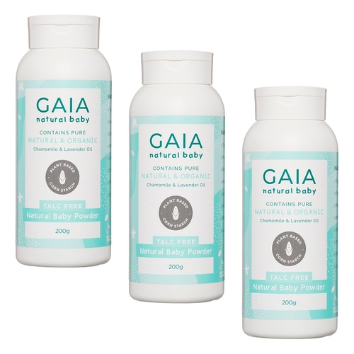 Gaia Talc Free Natural Baby Powder 200g x 3 Bundle of 3