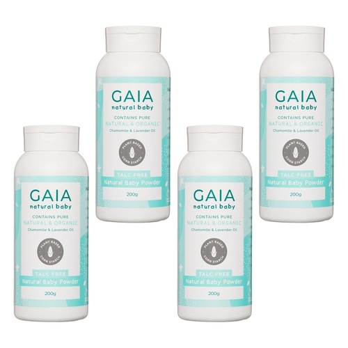 Gaia Talc Free Natural Baby Powder 200g x 3 Bundle of 4