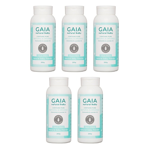 Gaia Talc Free Natural Baby Powder 200g x 3 Bundle of 5