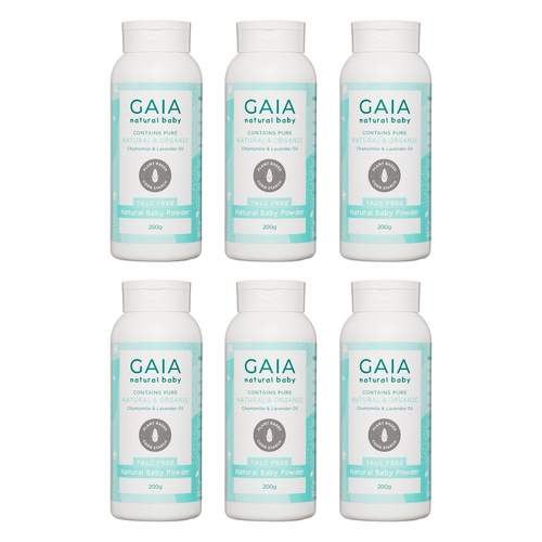 Gaia Talc Free Natural Baby Powder 200g x 3 Bundle of 6