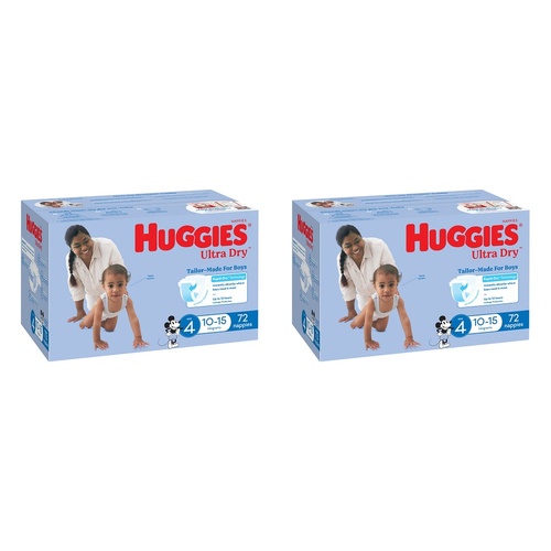 Huggies Jumbo UltraDry Nappies Toddler Boy 72 Pack Bundle of 2