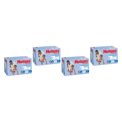 Huggies Jumbo UltraDry Nappies Toddler Boy 72 Pack Bundle of 4