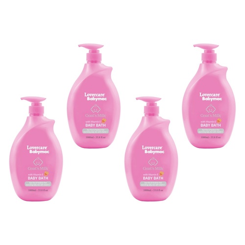Lovercare Babymac Goat's Milk Baby Bath with Vitamin E 1 L x 3 Bundle of 4