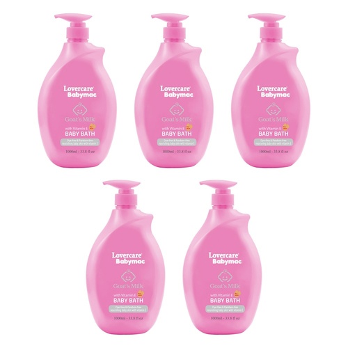 Lovercare Babymac Goat's Milk Baby Bath with Vitamin E 1 L x 3 Bundle of 5