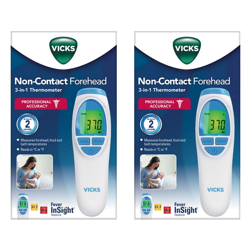 Vicks Non-Contact Forehead 3-in-1 Thermometer Pack of 2