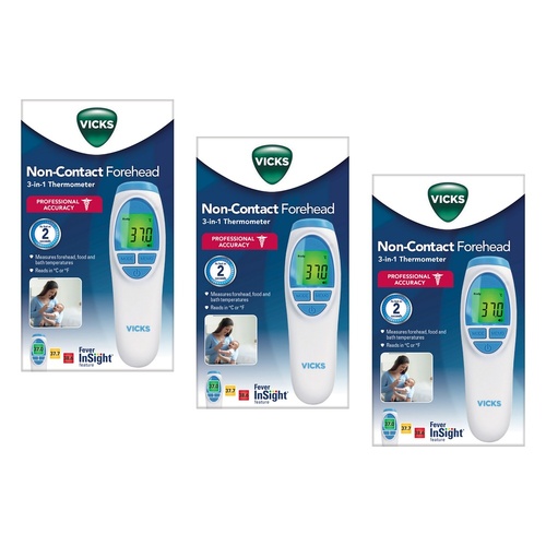 Vicks Non-Contact Forehead 3-in-1 Thermometer Pack of 3