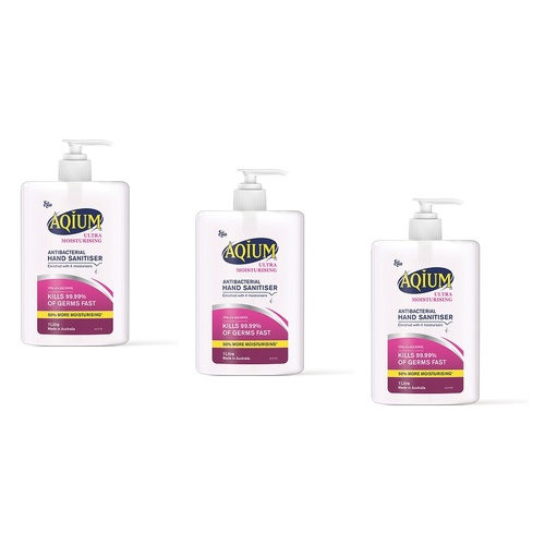 Ego Aqium Antibacterial Hand Sanitiser Ultra Hydrating 1L Pack of 3