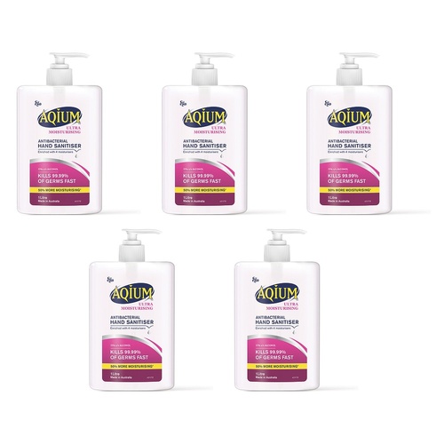 Ego Aqium Antibacterial Hand Sanitiser Ultra Hydrating 1L Pack of 5