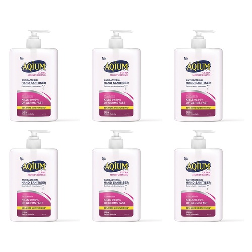 Ego Aqium Antibacterial Hand Sanitiser Ultra Hydrating 1L Pack of 6
