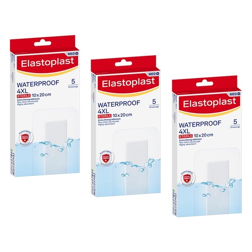 Elastoplast Waterproof 4XL Sterile Dressing 5 Pack Bundle of 3
