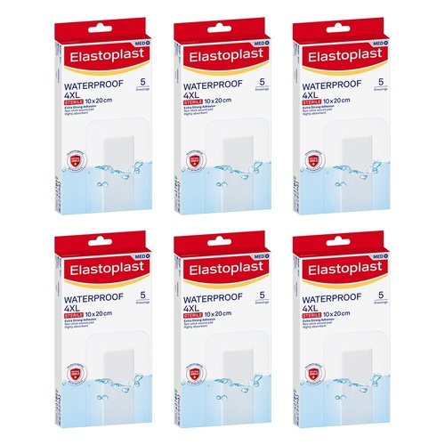 Elastoplast Waterproof 4XL Sterile Dressing 5 Pack Bundle of 6