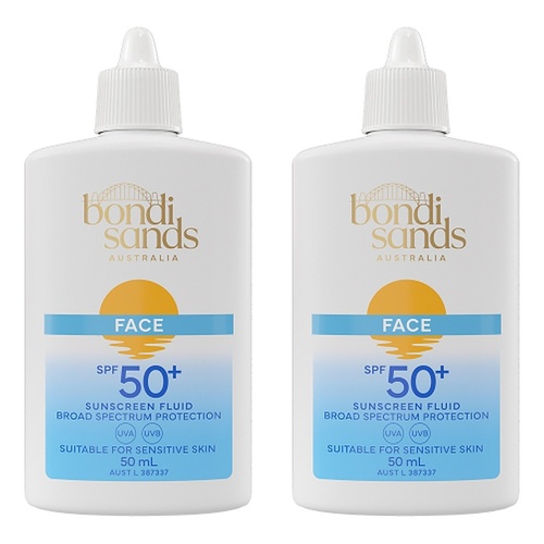 Bondi Sands Face Sunscreen Fluid SPF50+ 50mL Pack of 2