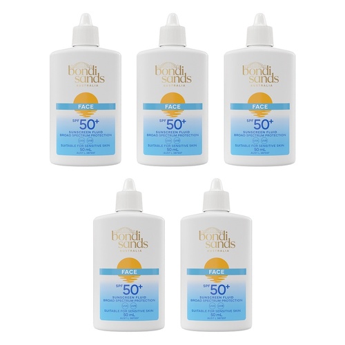 Bondi Sands Face Sunscreen Fluid SPF50+ 50mL Pack of 5
