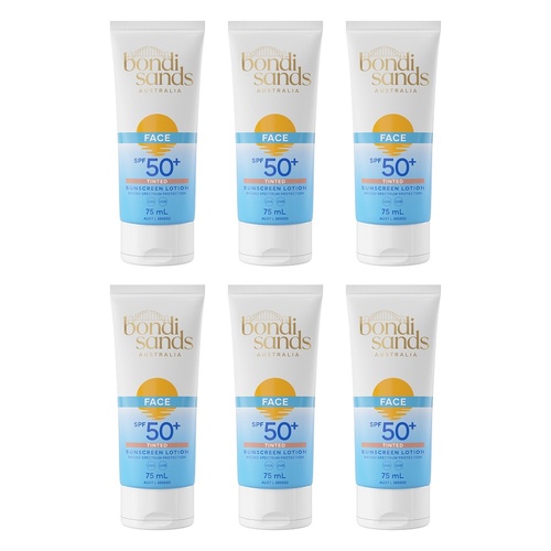 Bondi Sands Face Tinted Sunscreen Lotion SPF50+ 75mL Pack of 6