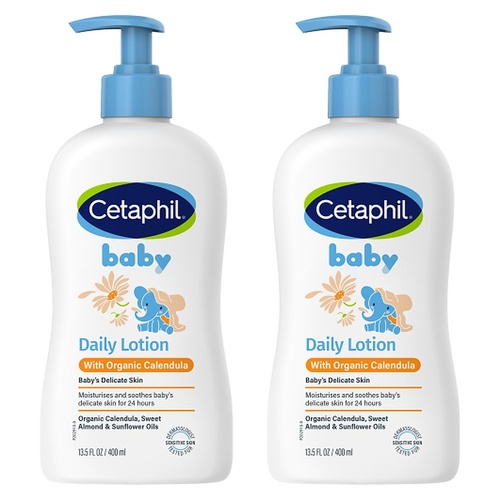 Cetaphil Baby Daily Lotion with Organic Calendula 400mL Pack of 2