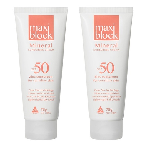 Maxiblock Sun Mineral SPF50 Tube 75g Pack of 2