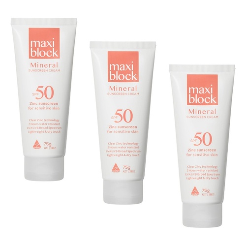 Maxiblock Sun Mineral SPF50 Tube 75g Pack of 3