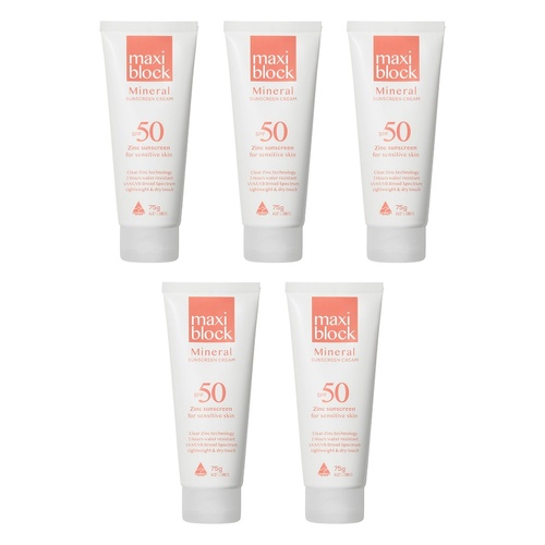 Maxiblock Sun Mineral SPF50 Tube 75g Pack of 5
