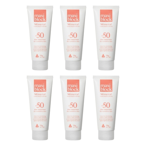 Maxiblock Sun Mineral SPF50 Tube 75g Pack of 6