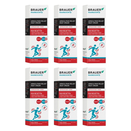 Brauer Magnesium + Pain Relief Heat Cream 100g Pack of 6