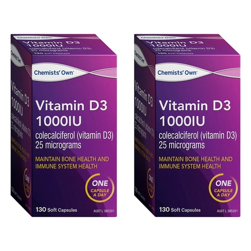 Chemists' Own Vitamin D3 1000IU 130 Capsules Pack of 2
